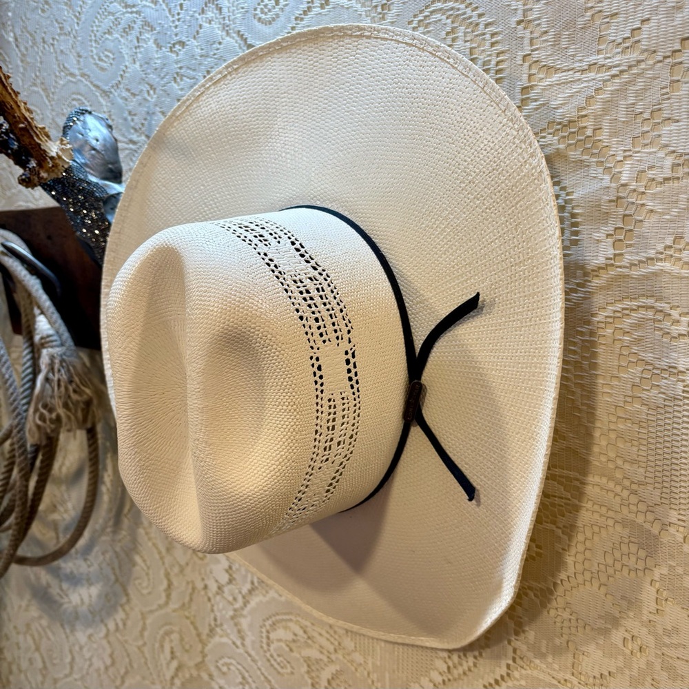 Lone Star Classic Cream Straw Men's Cowboy Western Hat with Black Band size 50